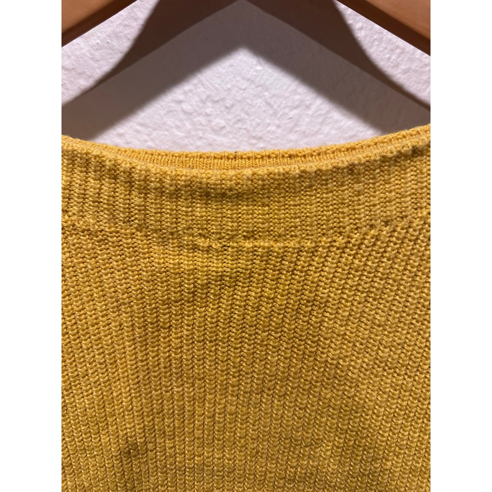 Banana Republic Womens Mustard Yellow Ribbed Boatneck Cotton Blend Sweater S - Picture 4 of 7